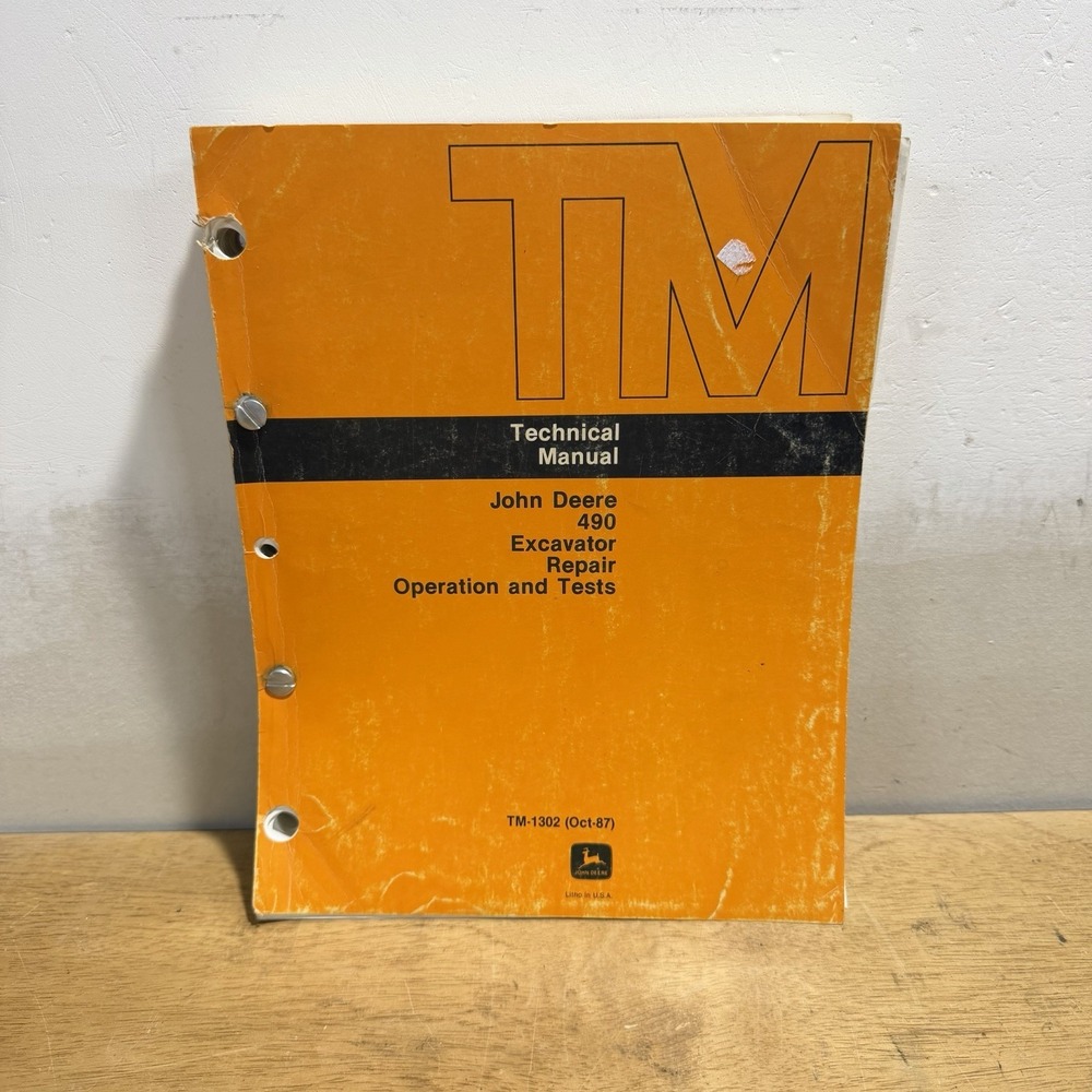 John Deere 490 Excavator Repair Operation Test Technical Manual TM-1302 1987